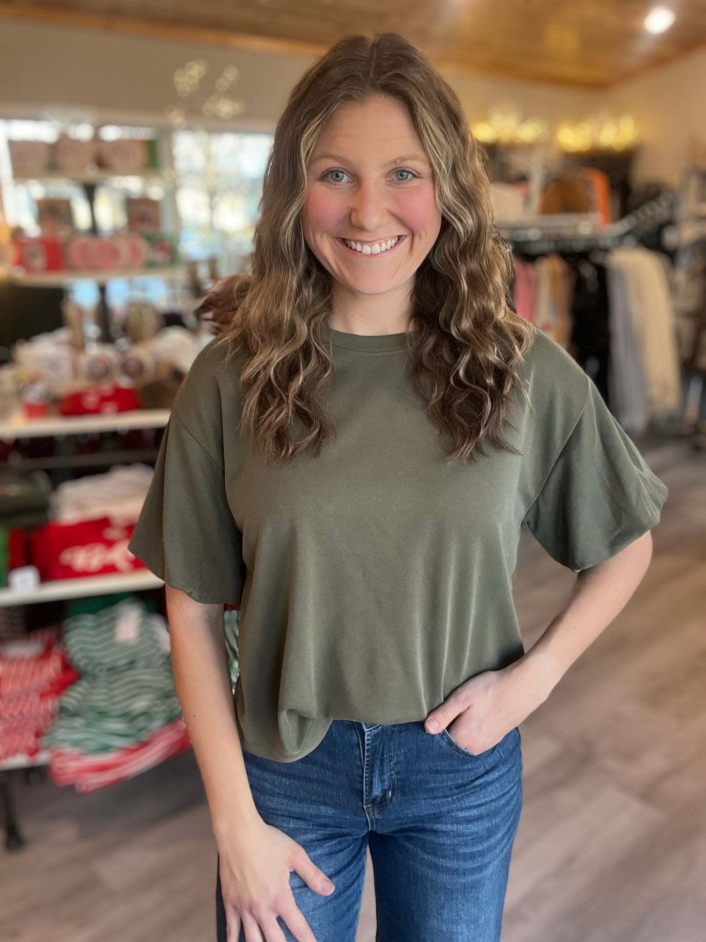 Olive Knit Top