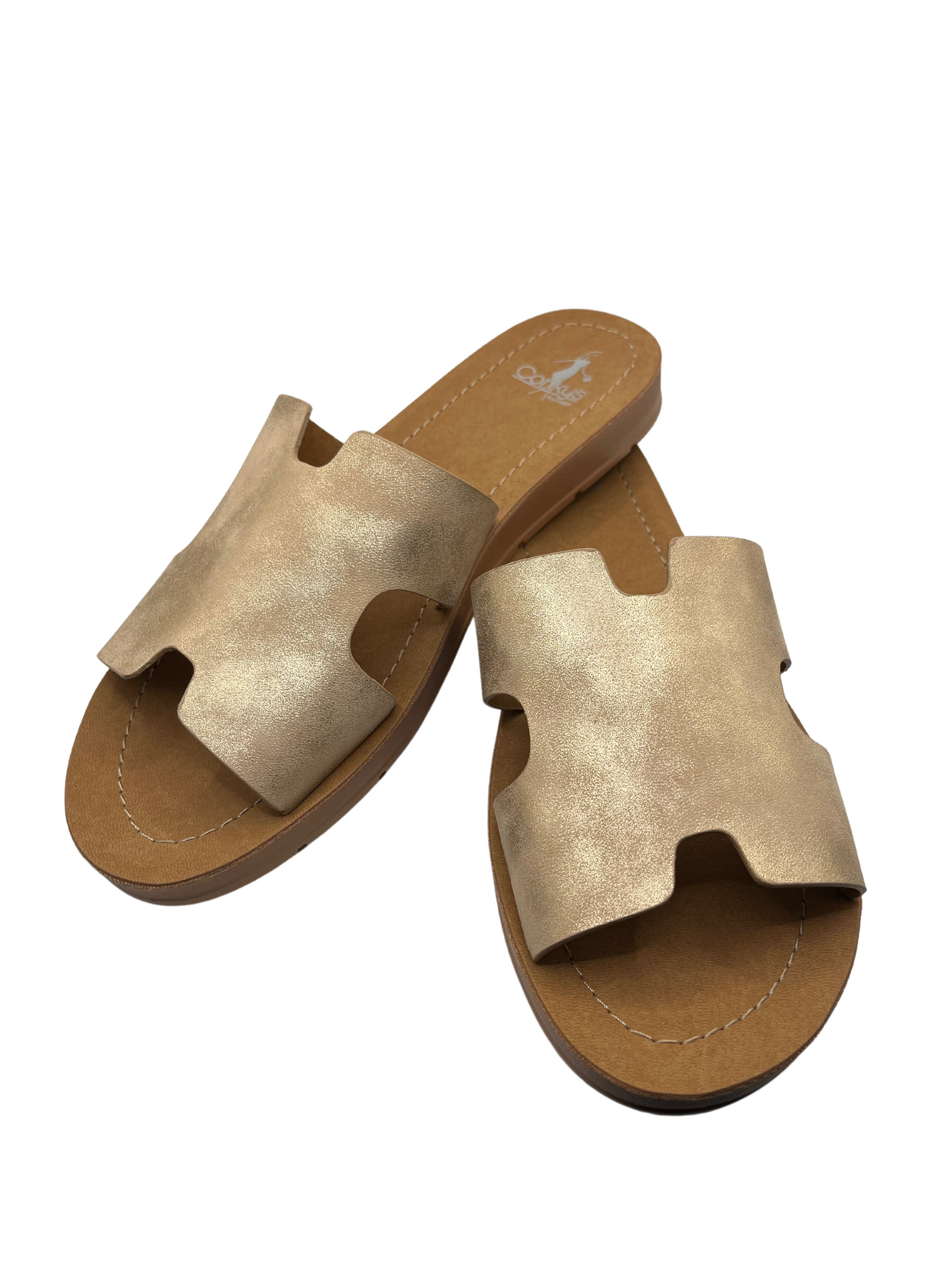 Bogalusa Sandals Gold Distressed