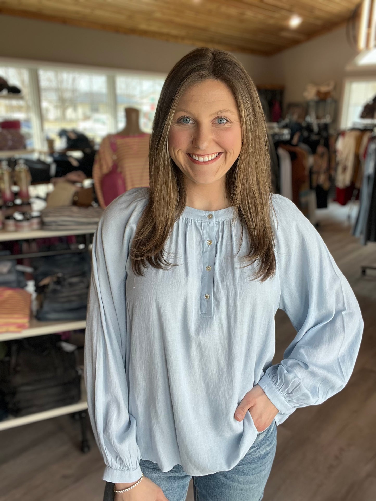 Light Blue Long Sleeve Top