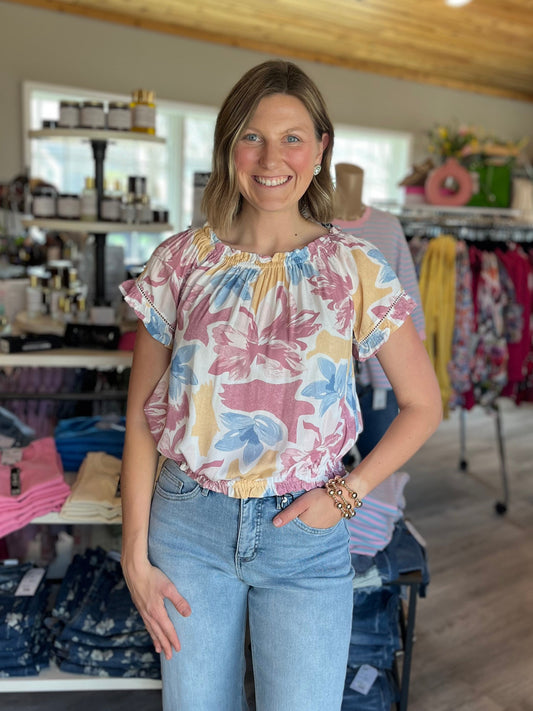 Charlie B Pink Flowery Blouse