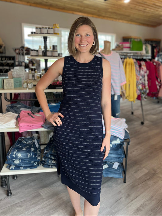 Charlie B Navy Stripe Dress