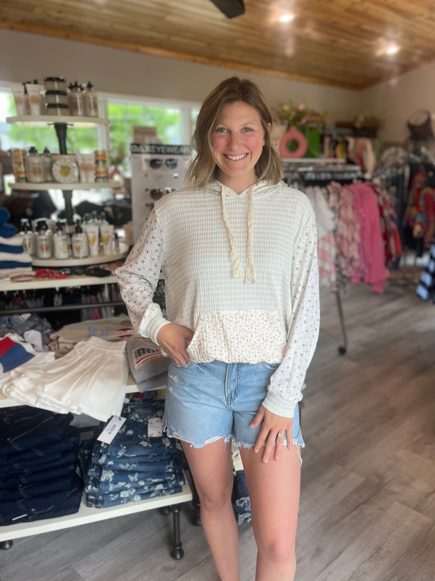 Pol Knit Top with Hoodie
