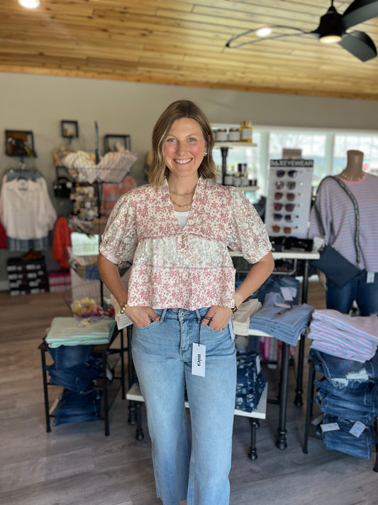 Pol Pink Floral Blouse