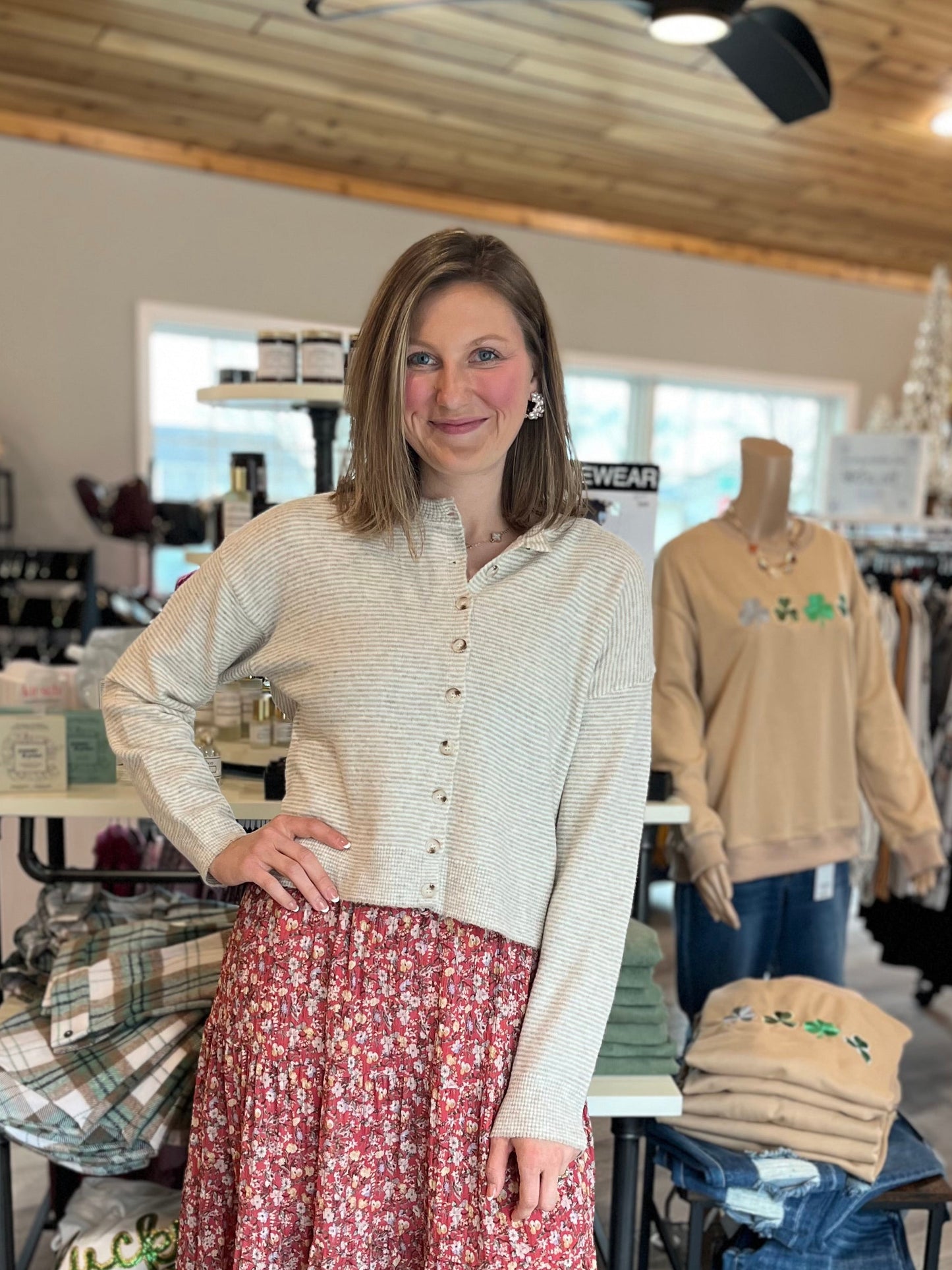 Striped Button Sweater