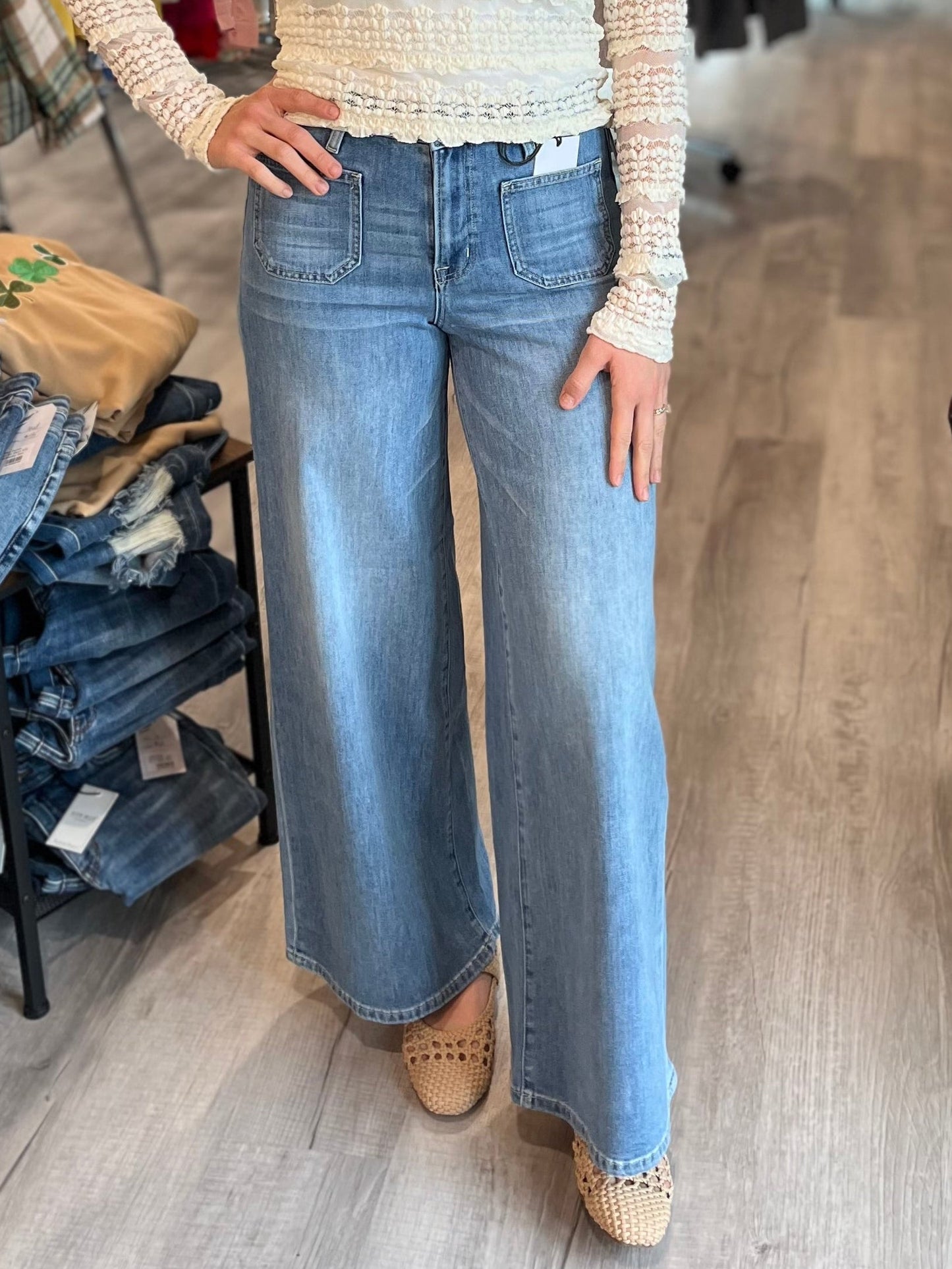 Mica High Rise Wide Leg Patch Jean